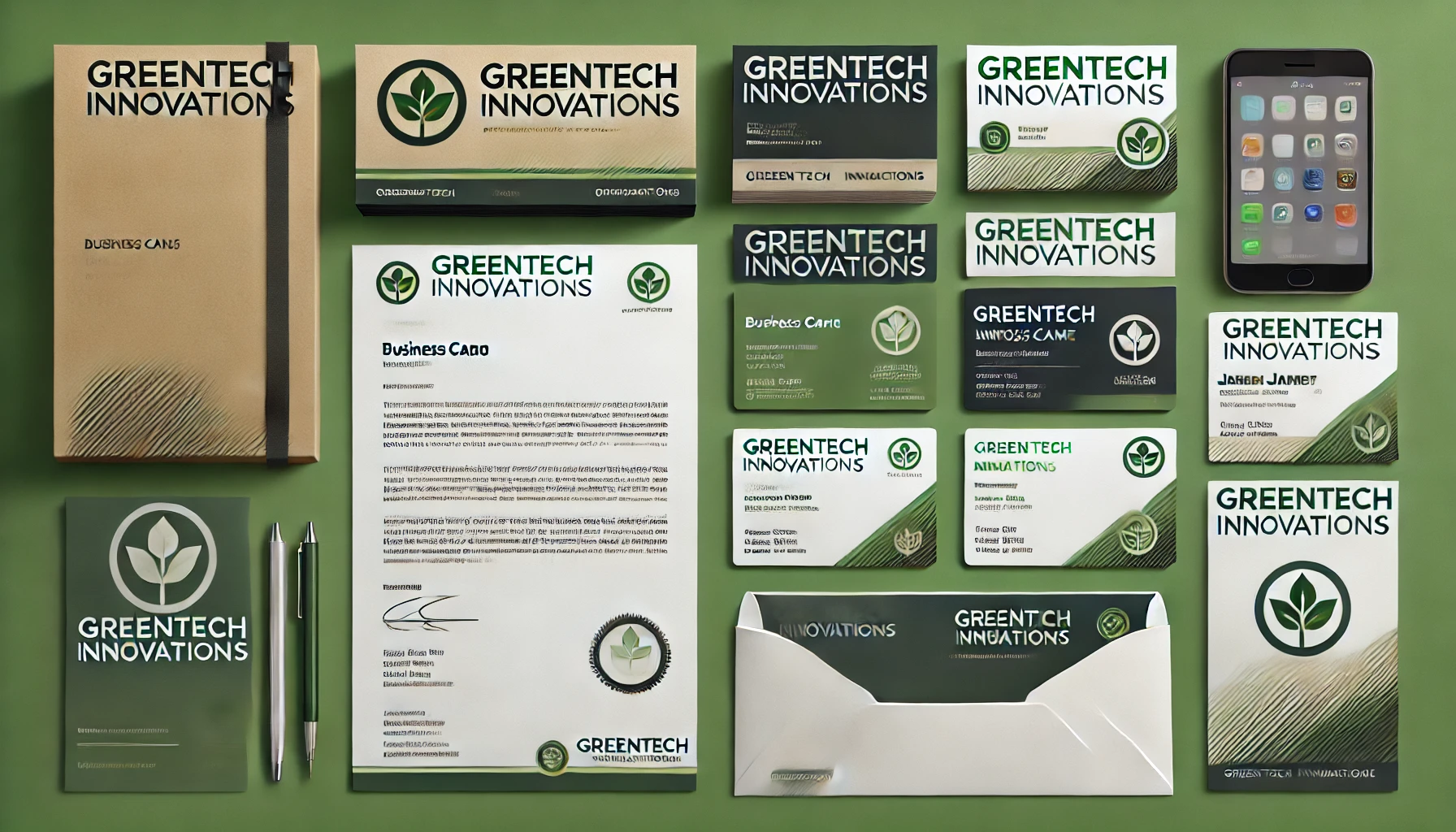 Print design portfolio showcasing business cards, brochures, and flyers for EcoGreen Solutions, a fictitious company, with consistent branding and vibrant colors.
