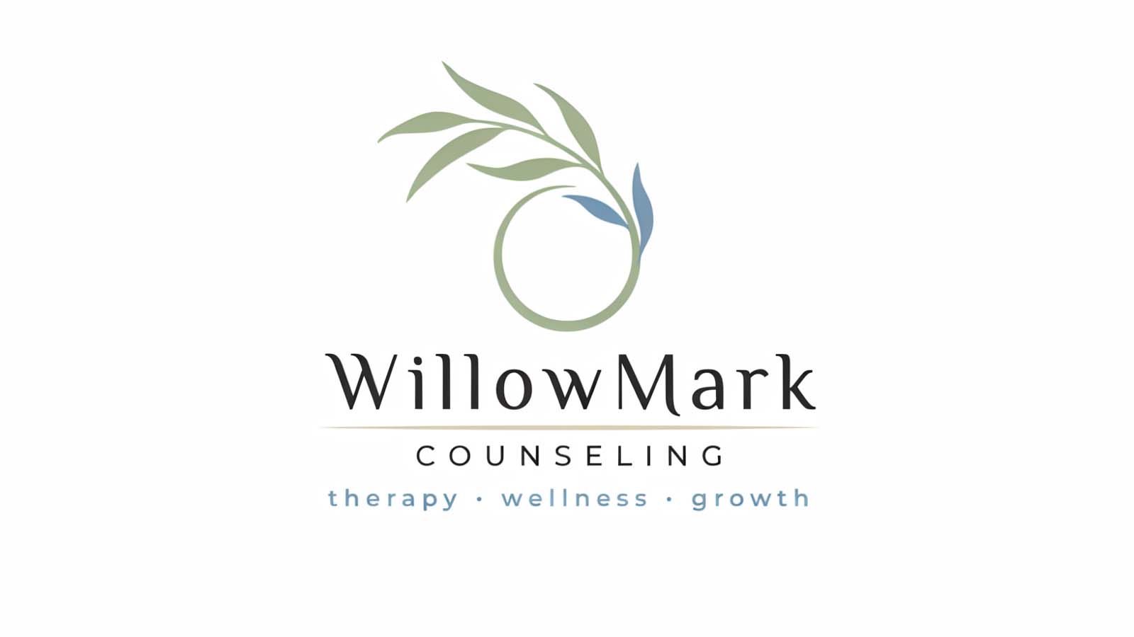 Wellness logo design with soft green circular leaf accent