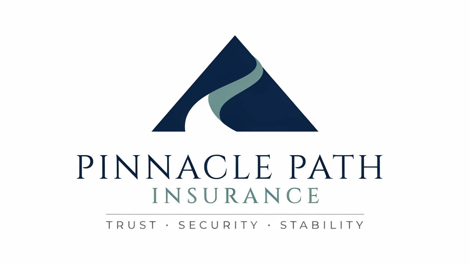 Mountain logo design with dark blue peak emblem and professional wordmark