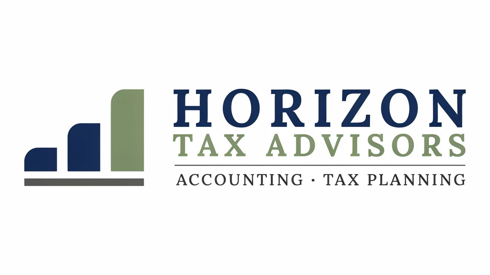 Business services logo design with blue and green bar chart-style icon