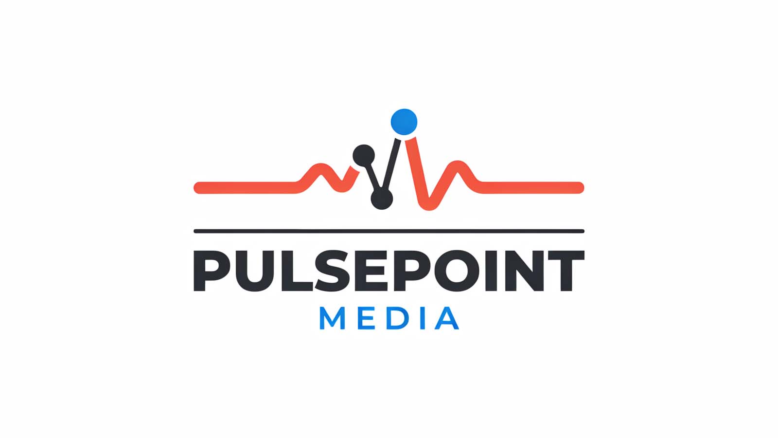 PulsePoint Media logo design with red and blue media pulse symbol