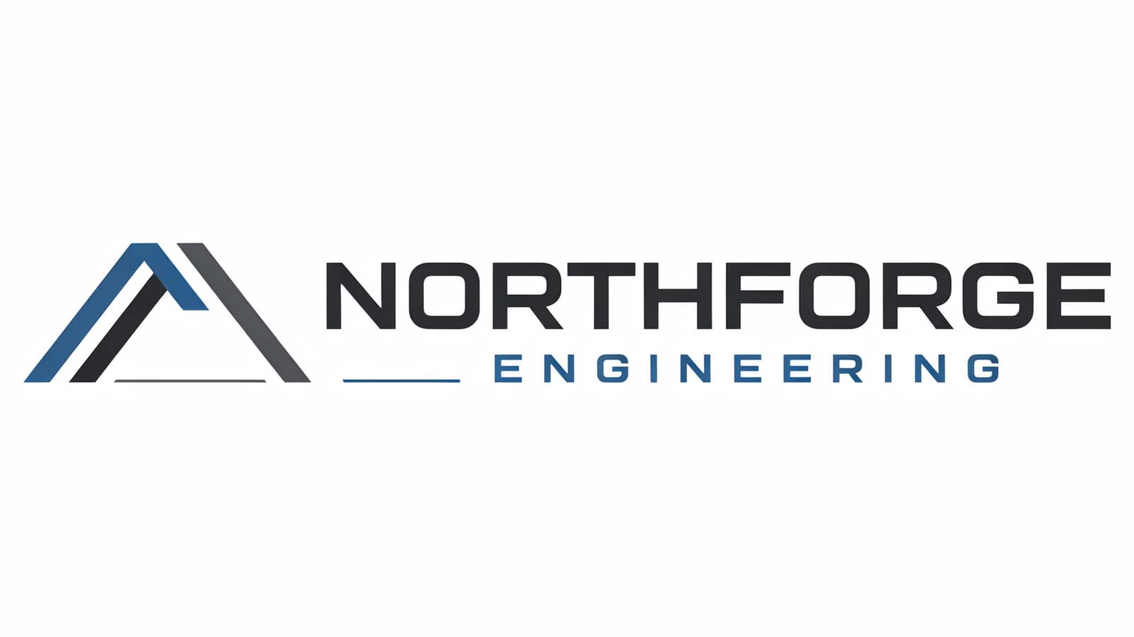 Northforge Engineering logo design with blue mountain-style engineering mark
