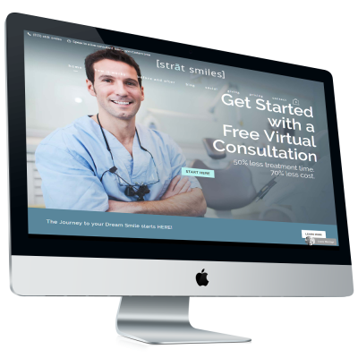 Dental website design project for Strat Smiles displayed on desktop monitor