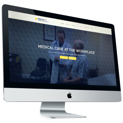 Healthcare website design project for WeCare displayed on desktop monitor